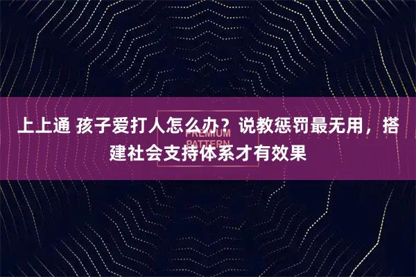 上上通 孩子爱打人怎么办？说教惩罚最无用，搭建社会支持体系才有效果